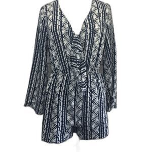Doe & Rae Front Tie Bell Sleeve Romper size S